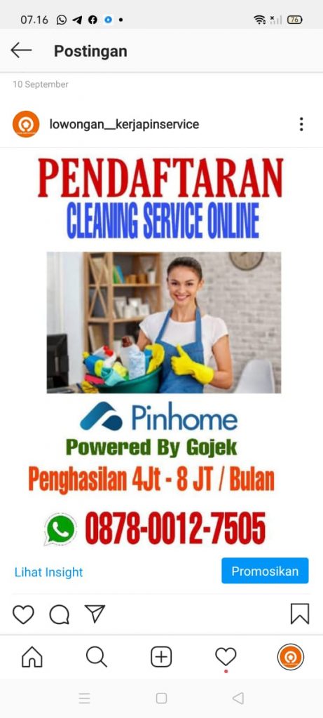 Lowongan Cleaning Service Online By Gojek Business Partner Terbaik, Aman, dan Terpercaya Cigombong Kabupaten Bogor