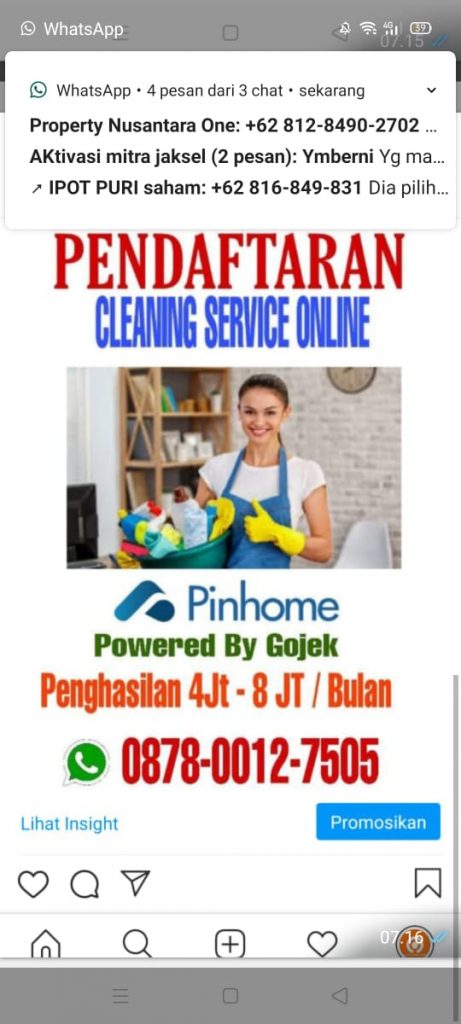 Lowongan Cleaning Service Online By Gojek Business Partner Terbaik, Aman, dan Terpercaya Leuweng Kelot Kabupaten Bogor WA 0878 0012 2705